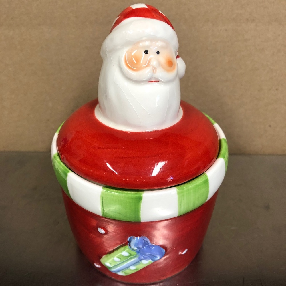 Royal Norfolk Christmas Santa Candy jar canister with lid, ceramic